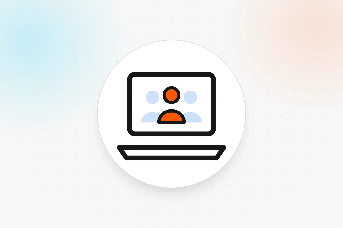Pictogramă panel online: laptop care afișează un grup de oameni